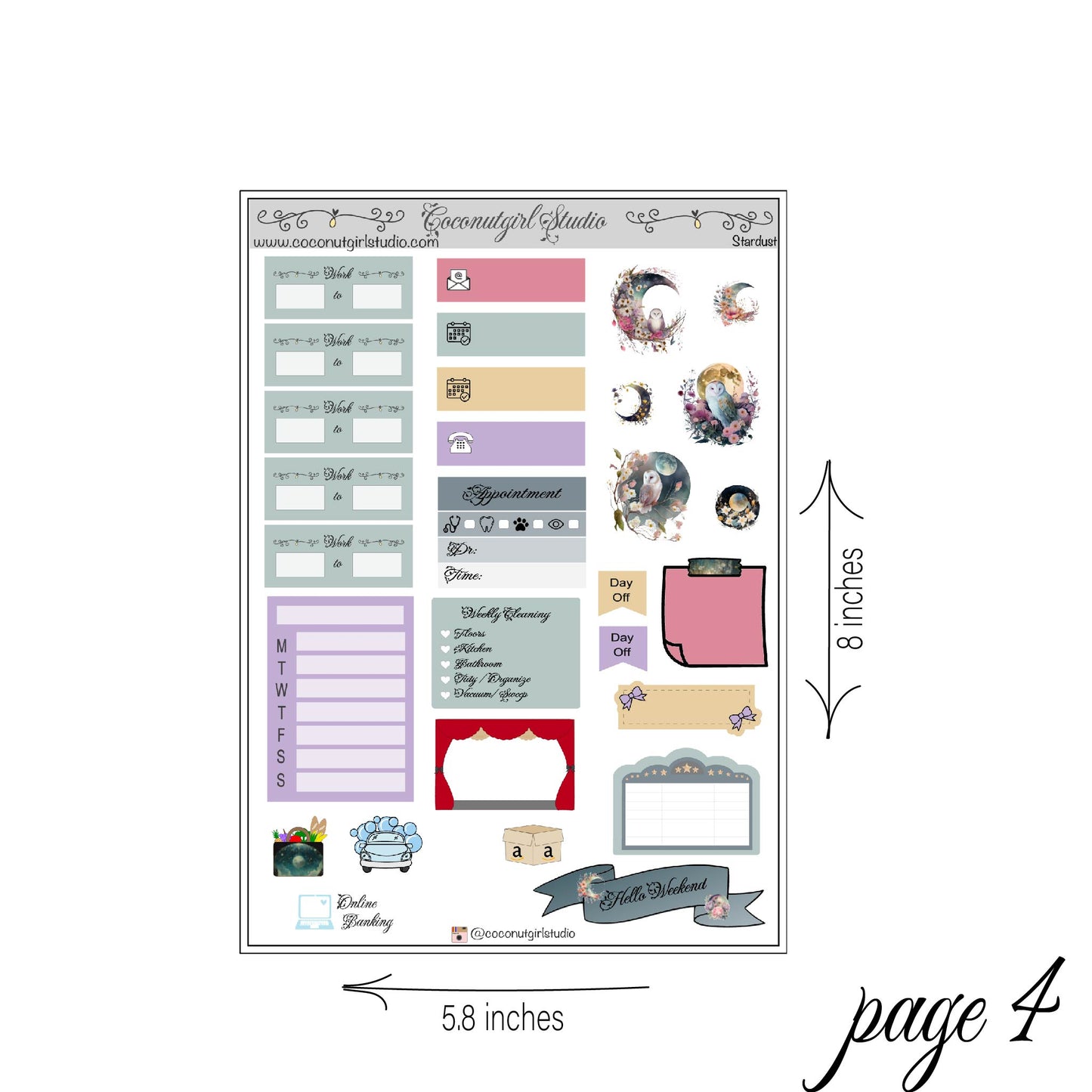Stardust Weekly Kit planner stickers
