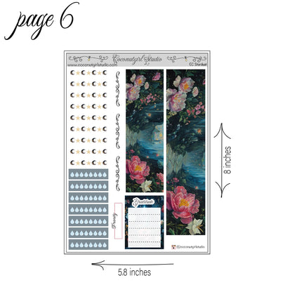 Celestial Floral Weekly Kit Planner Stickers | Moon & Floral Planning Decor Stardust