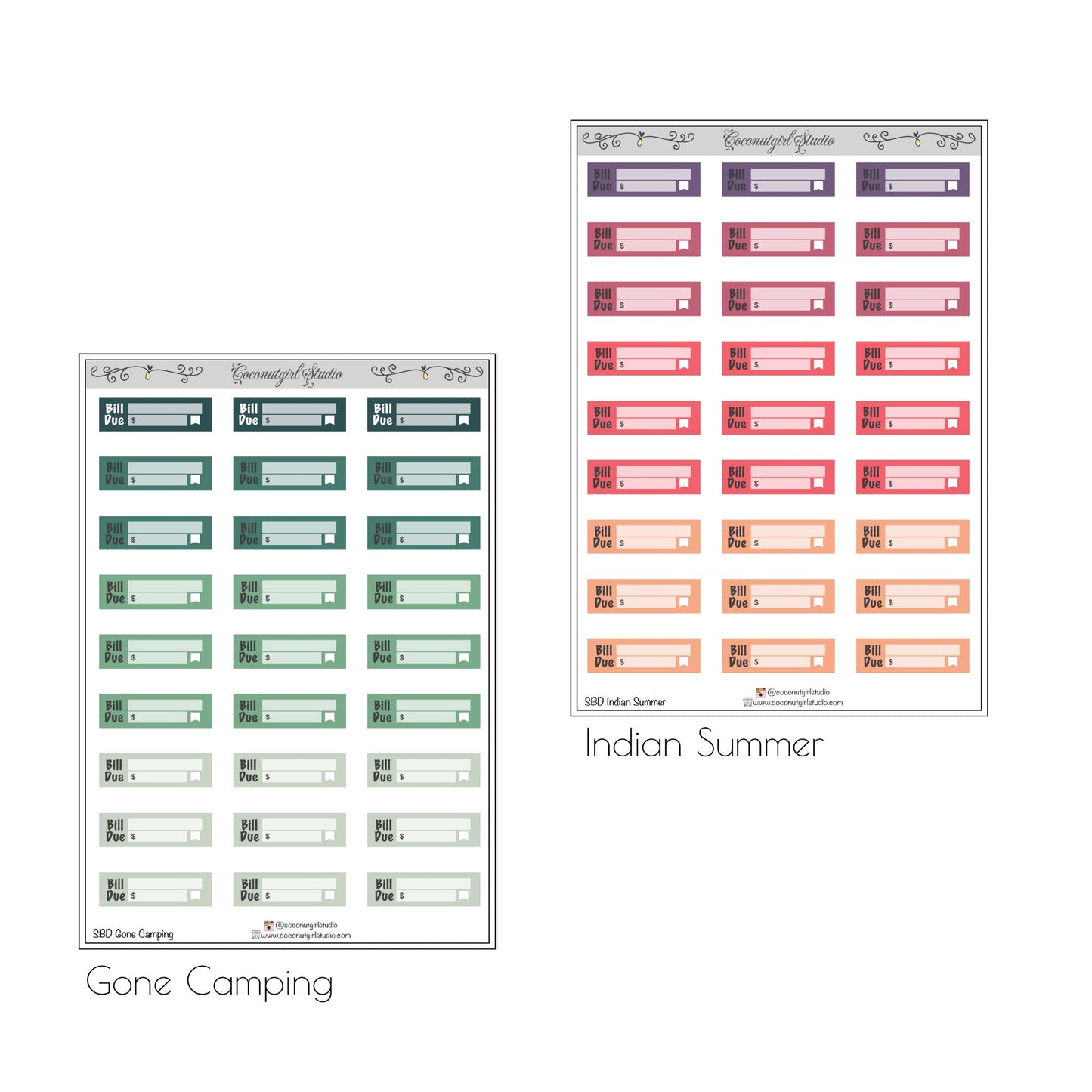 Simple Bill Due planner stickers Financial