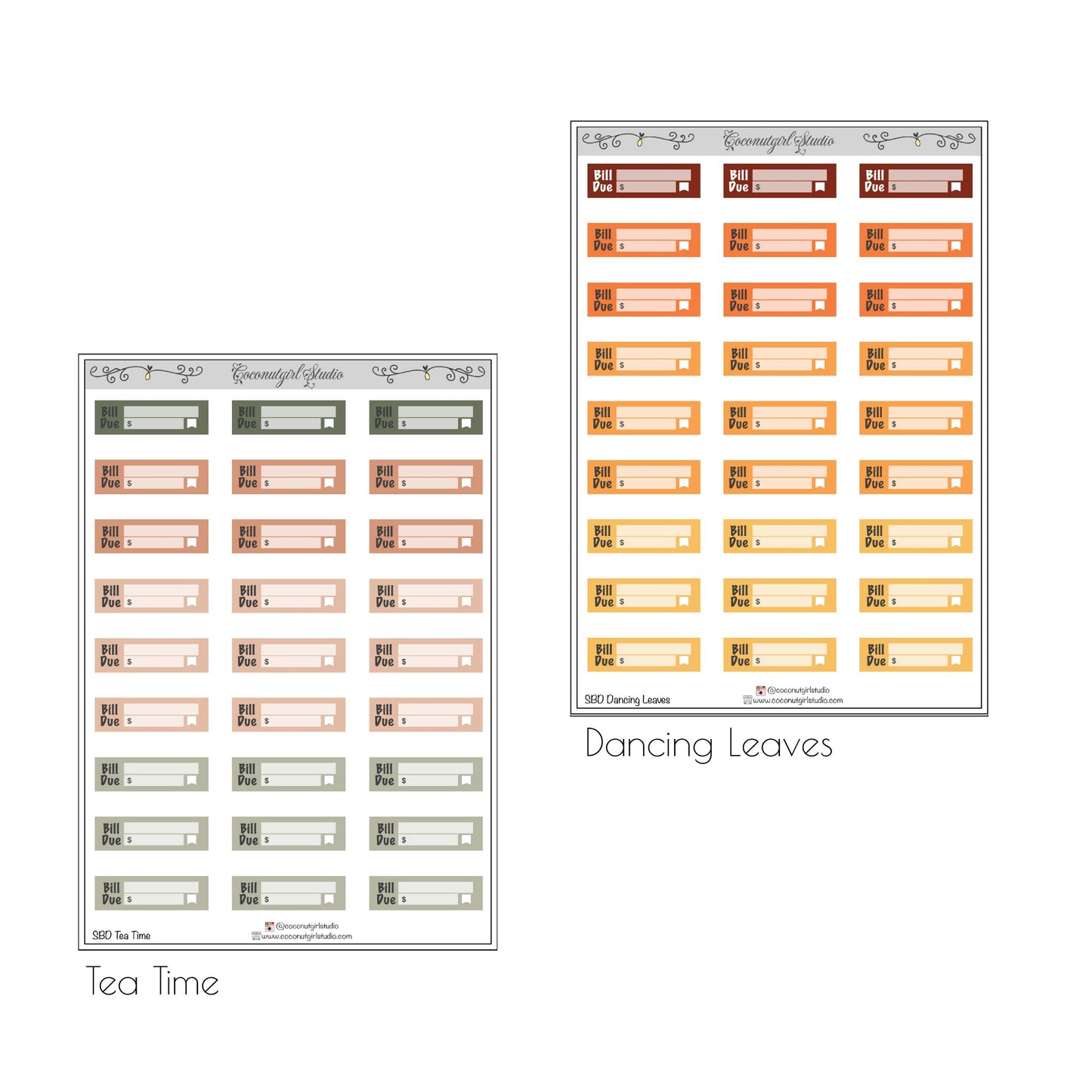 Simple Bill Due planner stickers Financial