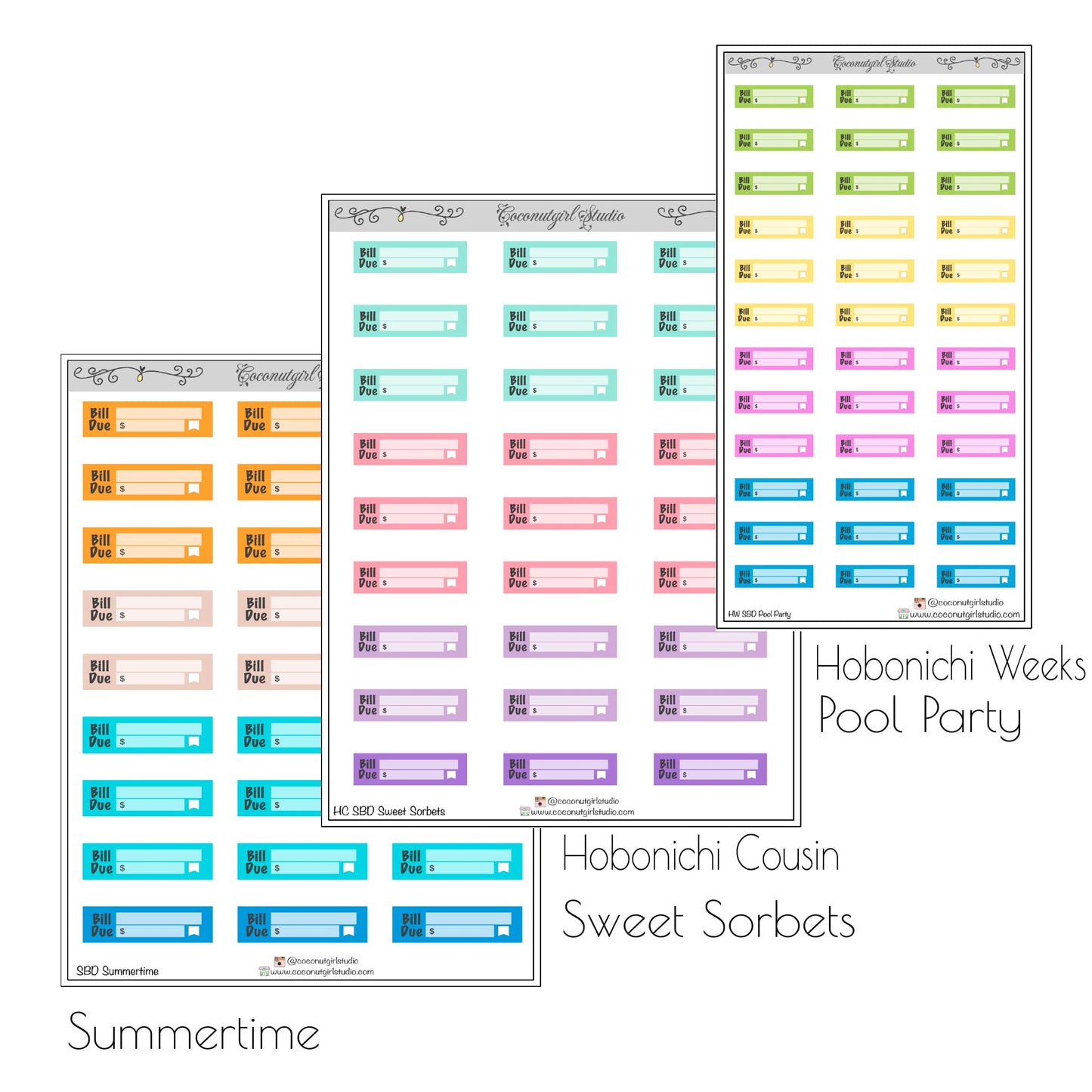 Simple Bill Due planner stickers Financial