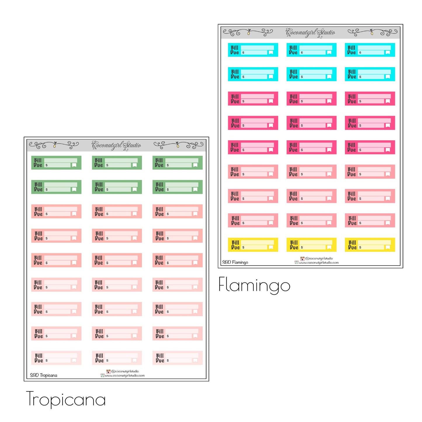 Simple Bill Due planner stickers Financial