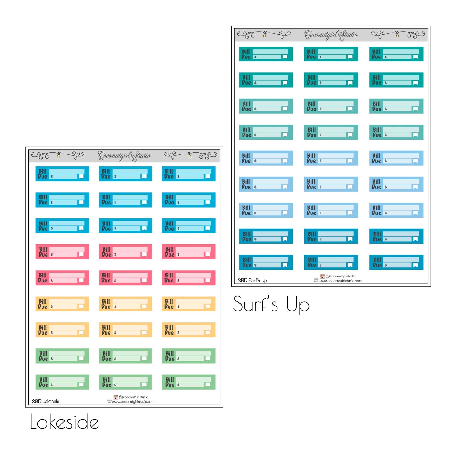 Simple Bill Due planner stickers Financial