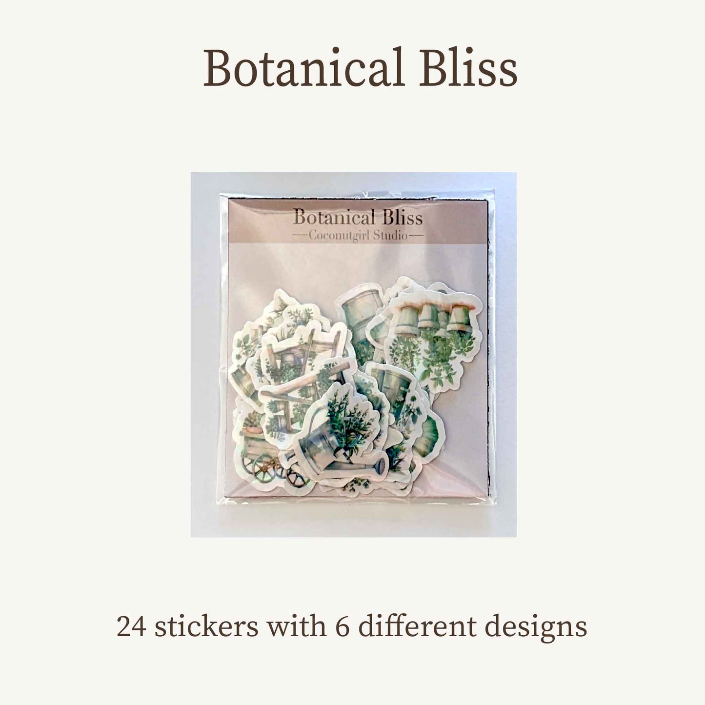 Botanical Bliss Holographic Sticker Flakes - 24pc Shimmer Greenery Stickers
