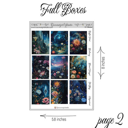 Celestial Floral Weekly Kit Planner Stickers | Moon & Floral Planning Decor Stardust
