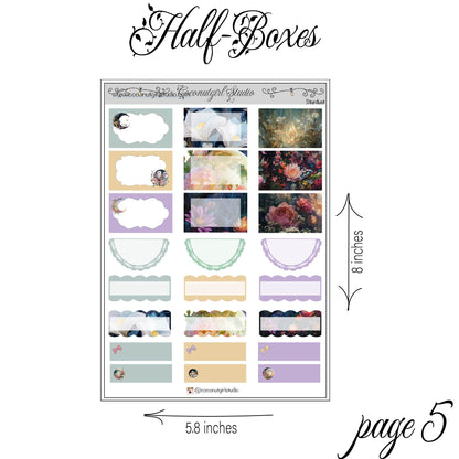 Celestial Floral Weekly Kit Planner Stickers | Moon & Floral Planning Decor Stardust