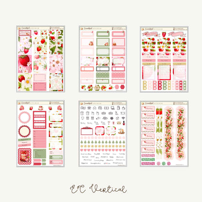 Strawberry Kisses Planner Sticker Kit | EC & Hobonichi
