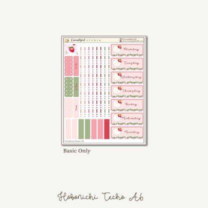 Strawberry Kisses Planner Sticker Kit | Hobonichi A6 Techo Original