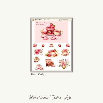 Strawberry Kisses Planner Sticker Kit | Hobonichi A6 Techo Original