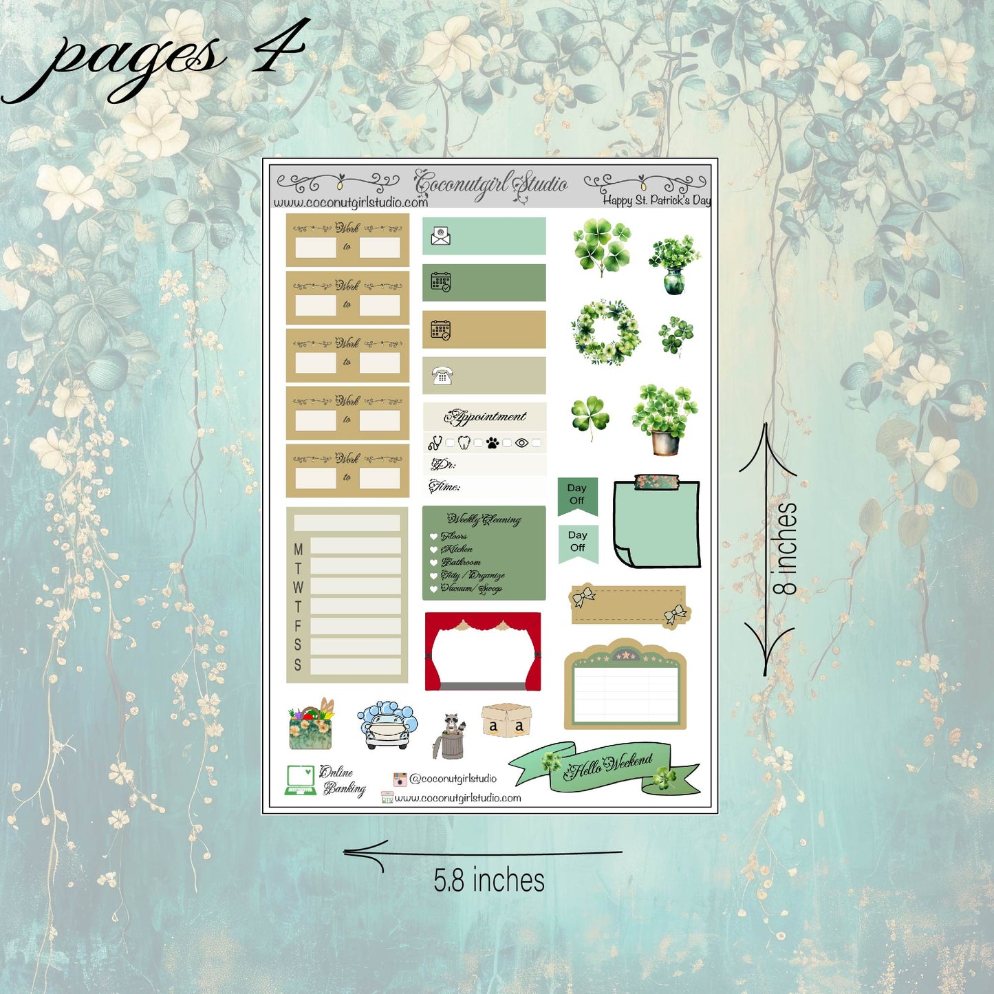 Happy St. Patrick's Day Weekly Kit planner stickers