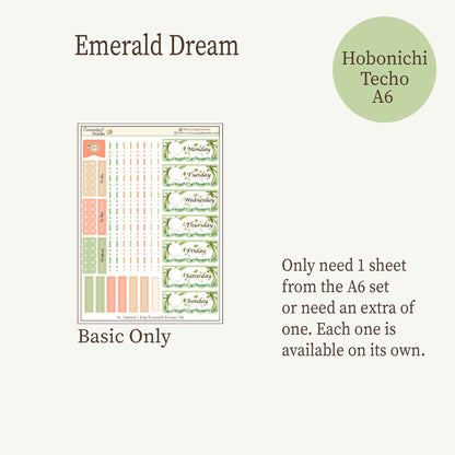 Emerald Dreams  St Patricks Day Weekly Planner Sticker Kit - 6 Sheets - Vintage Garden & Sage Green Aesthetic
