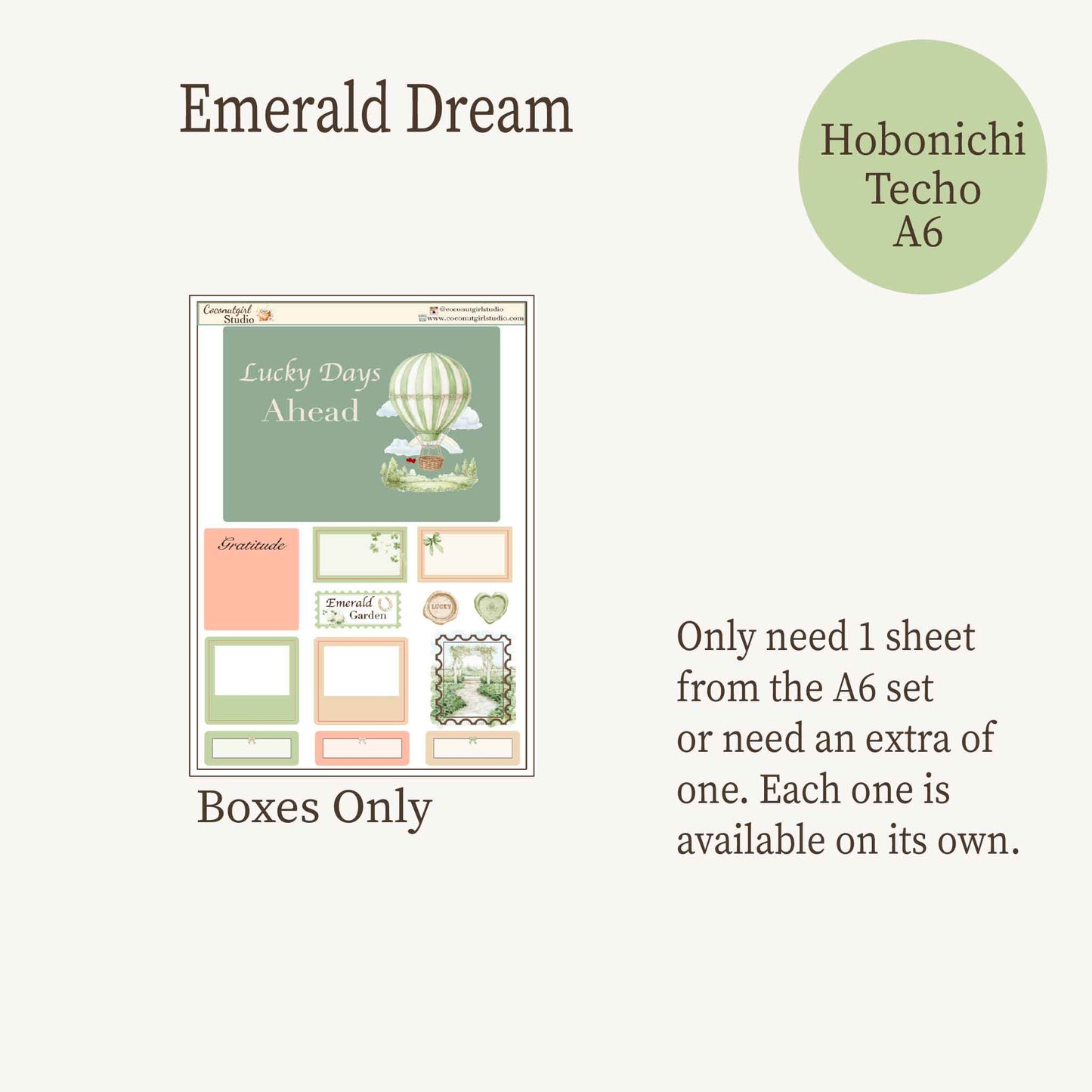 Emerald Dreams St Patricks Day Weekly Planner Sticker Kit - 3 Sheets - Vintage Garden & Sage Green Aesthetic A6