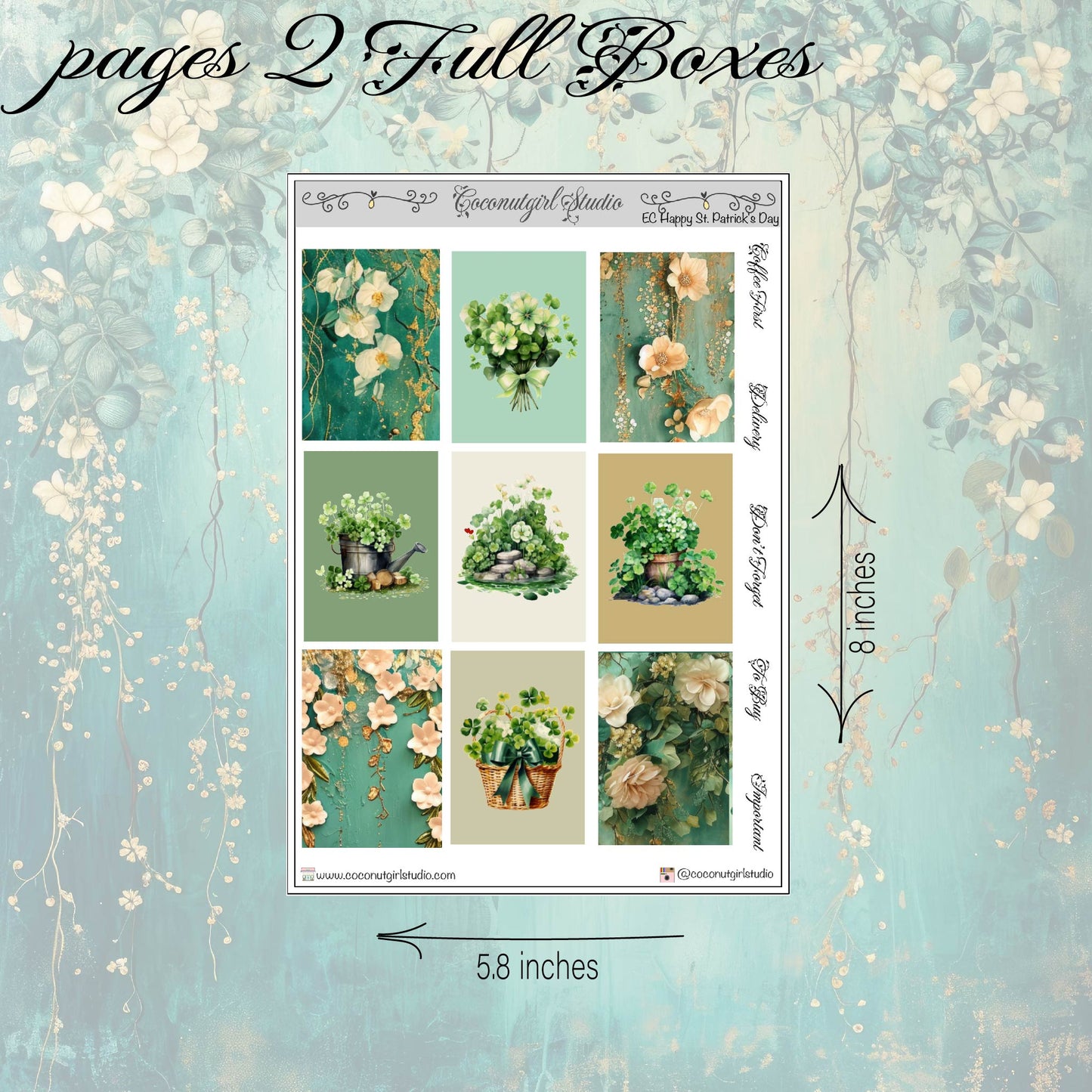 Happy St. Patrick's Day Weekly Kit planner stickers