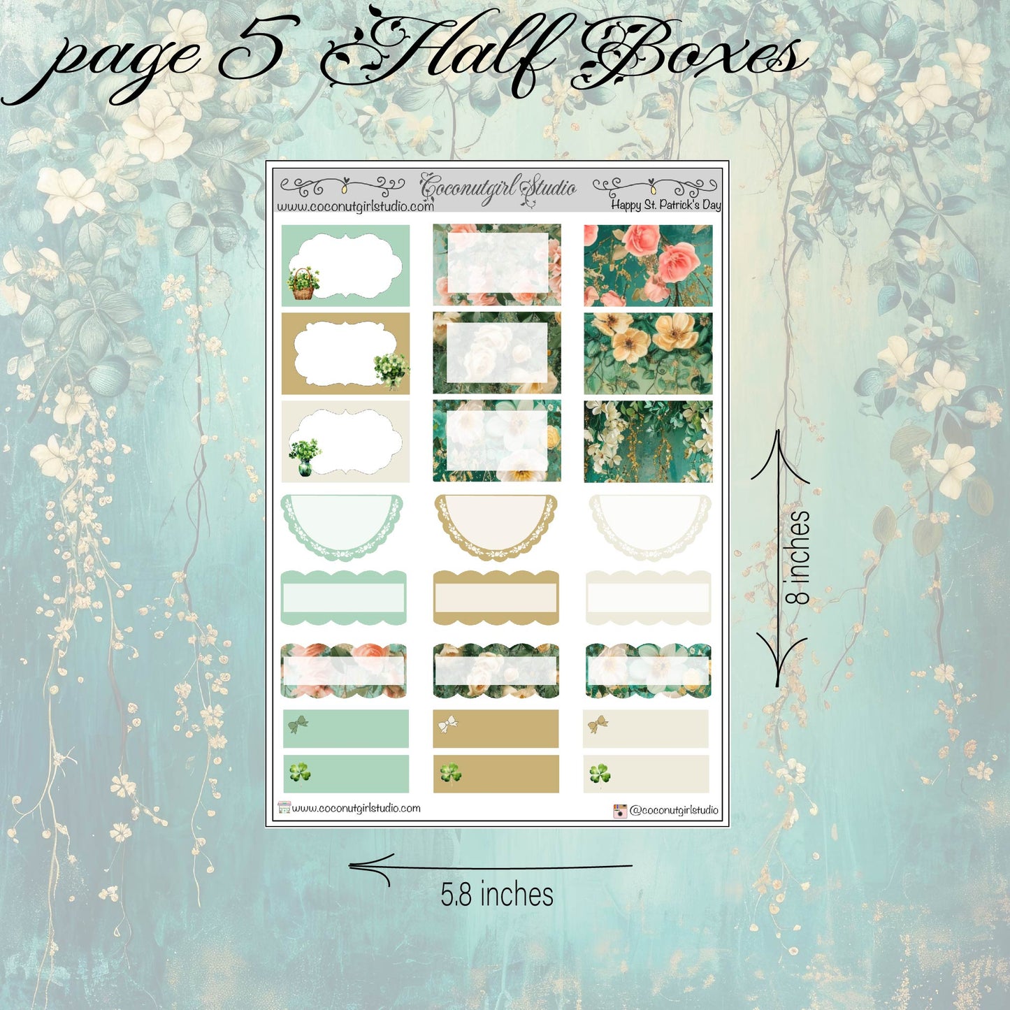 Happy St. Patrick's Day Weekly Kit planner stickers