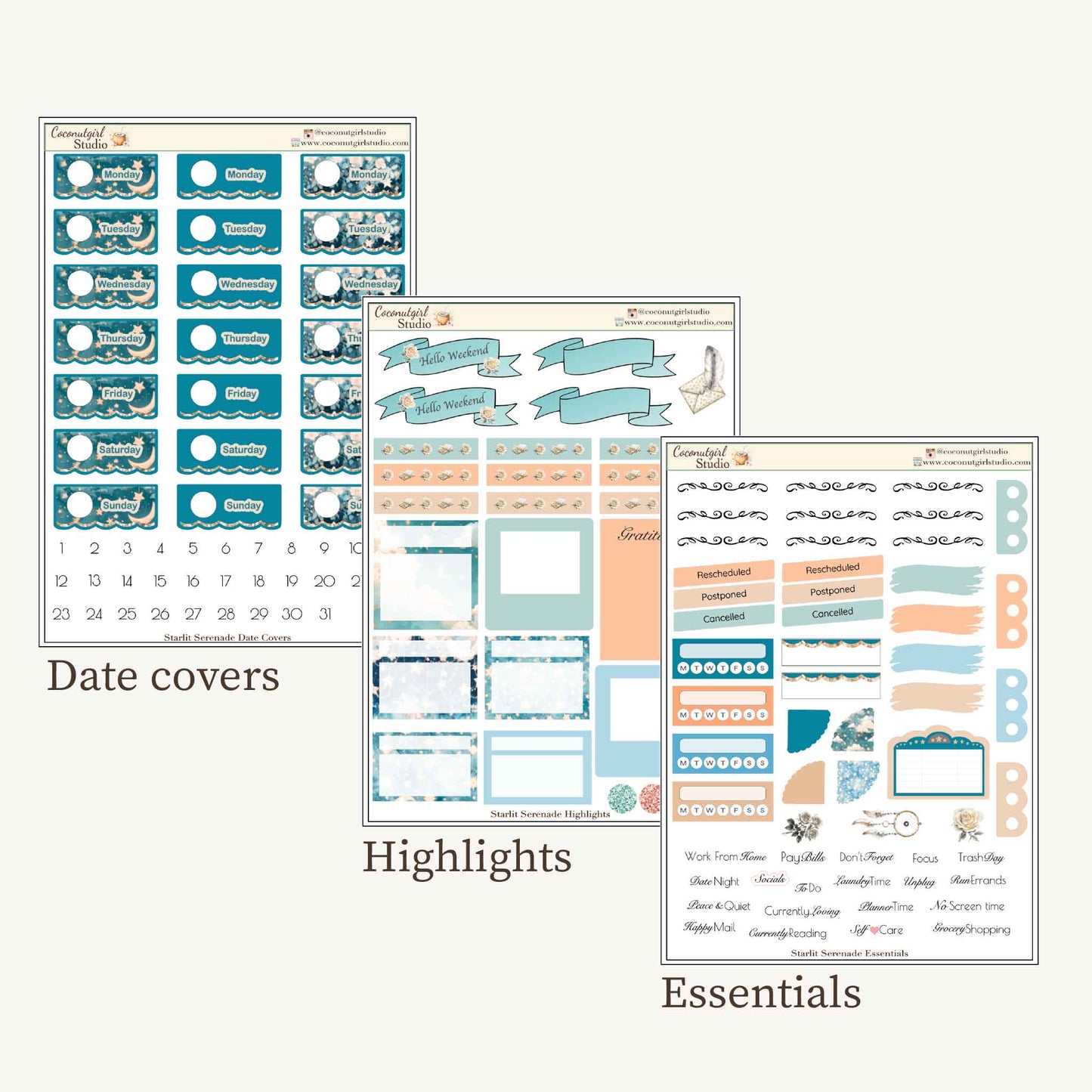 Starlit Serenade Premium Planner Sticker Kit | Celestial Weekly Kit