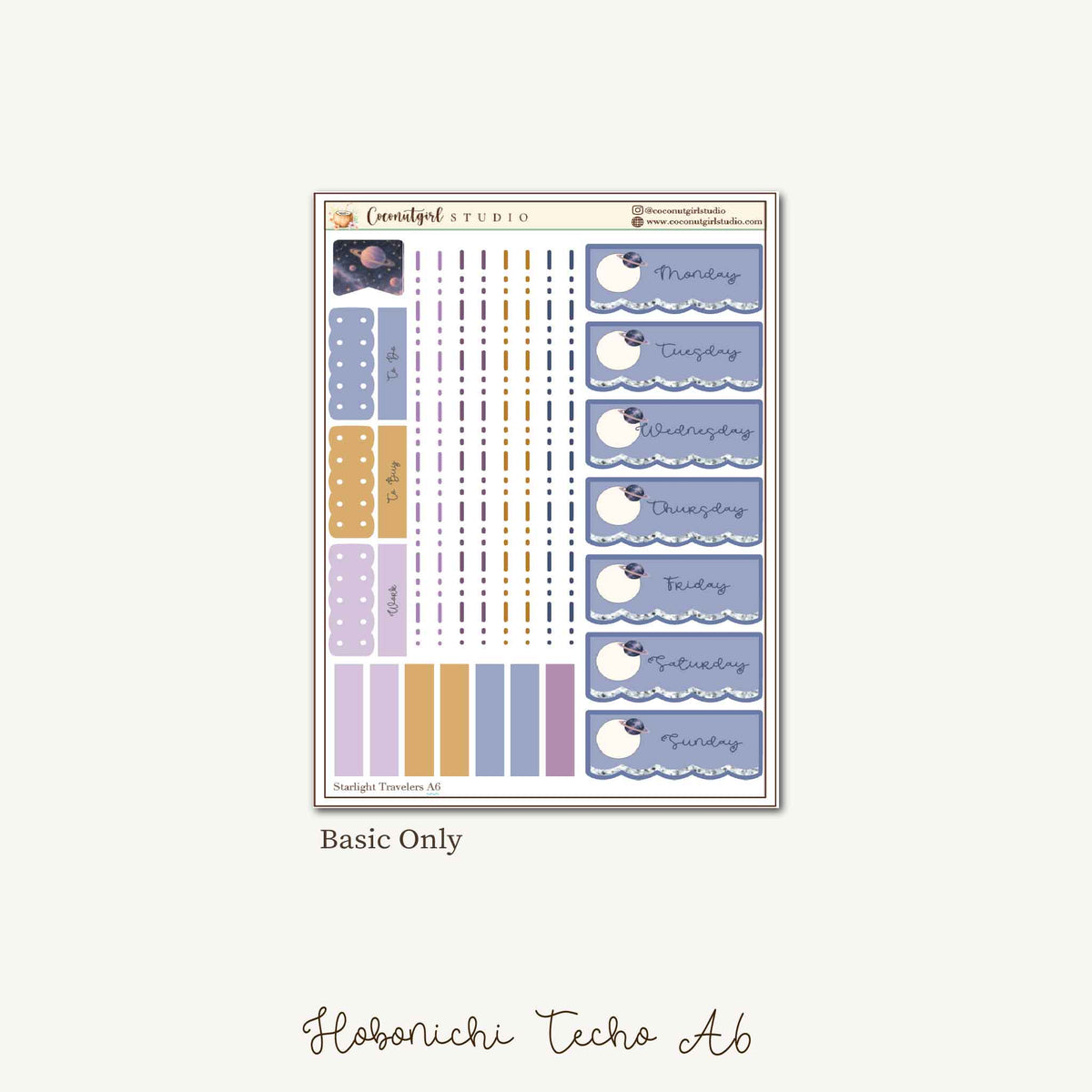 Starlight Voyagers Celestial Planner Sticker Kit | Hobonichi Techo Original A6