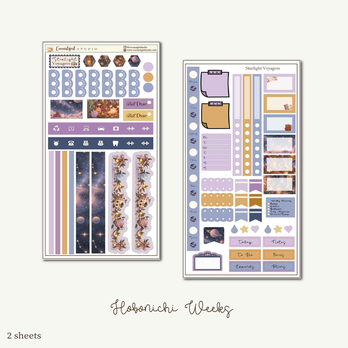 Starlight Voyagers Celestial Planner Sticker Kit | Hobonichi Weeks