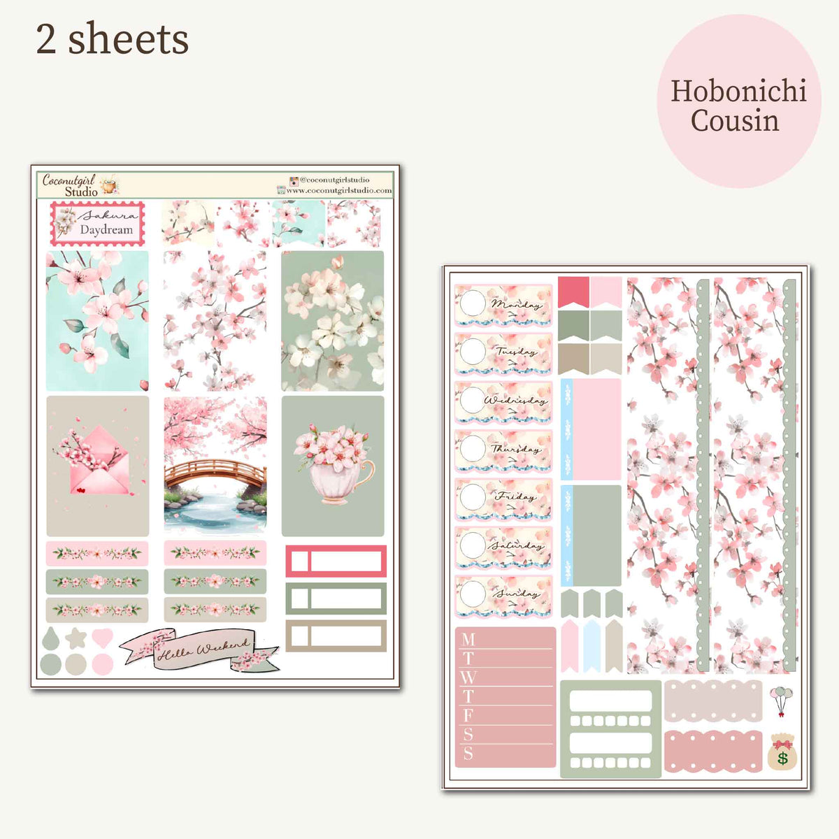 Sakura Daydream Cherry Blossom Planner Sticker Kit | Hobonichi Cousin