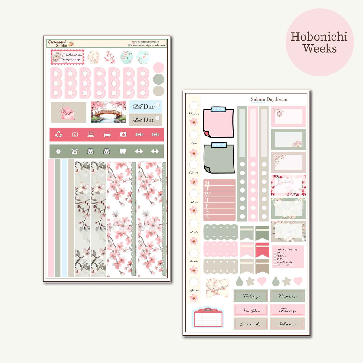 Sakura Daydream Cherry Blossom Planner Sticker Kit | Hobonichi Weeks