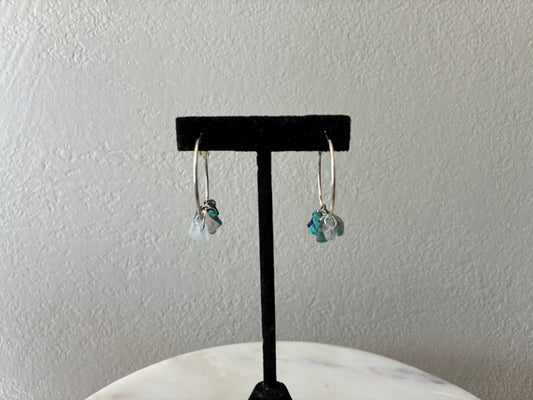 Seafoam Green Silver Hoop Earrings – Minimal Coastal Boho Jewelry