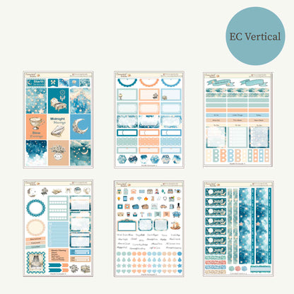 Starlit Serenade Planner Sticker Kit | Celestial Weekly Kit for Hobonichi, EC Vertical & Happy Planner