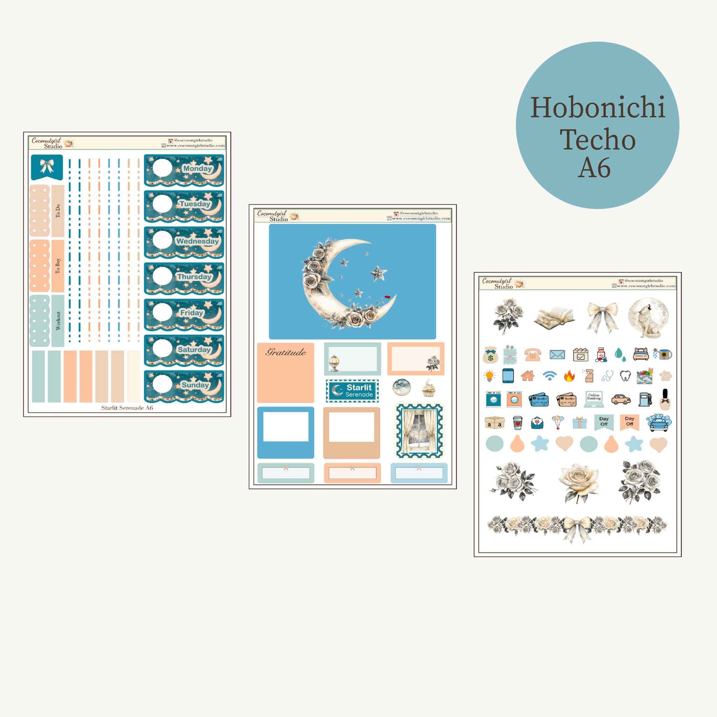 Starlit Serenade Planner Sticker Kit | Celestial Weekly Kit for Hobonichi, EC Vertical & Happy Planner