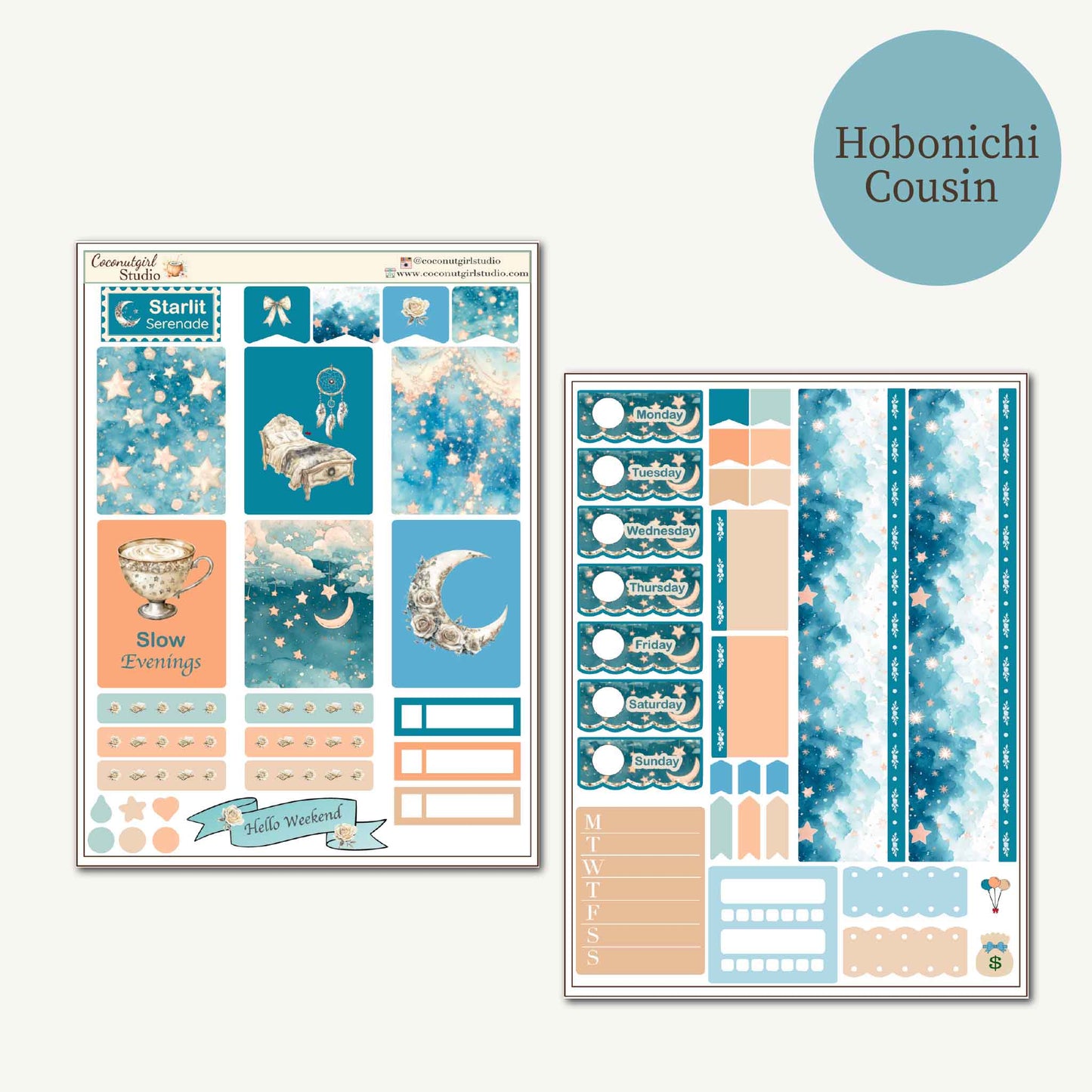 Starlit Serenade Planner Sticker Kit | Celestial Weekly Stickers