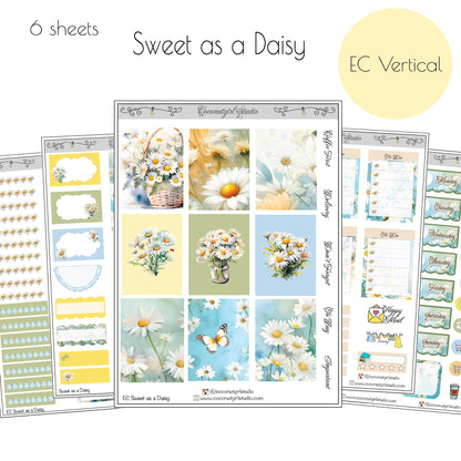 Floral Daisy planner stickers – Bright & Cheerful Planner Layout