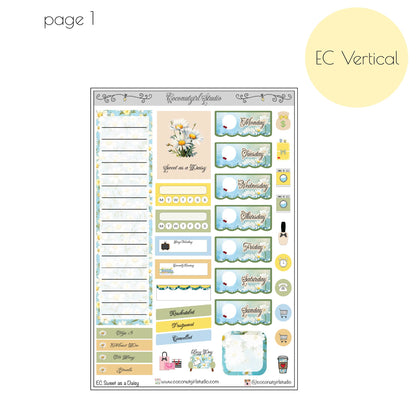 Floral Daisy planner stickers – Bright & Cheerful Planner Layout