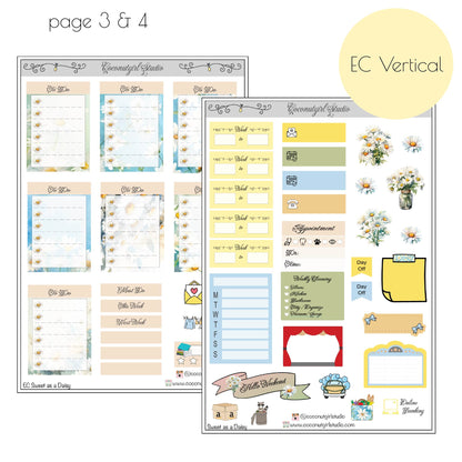 Floral Daisy planner stickers – Bright & Cheerful Planner Layout