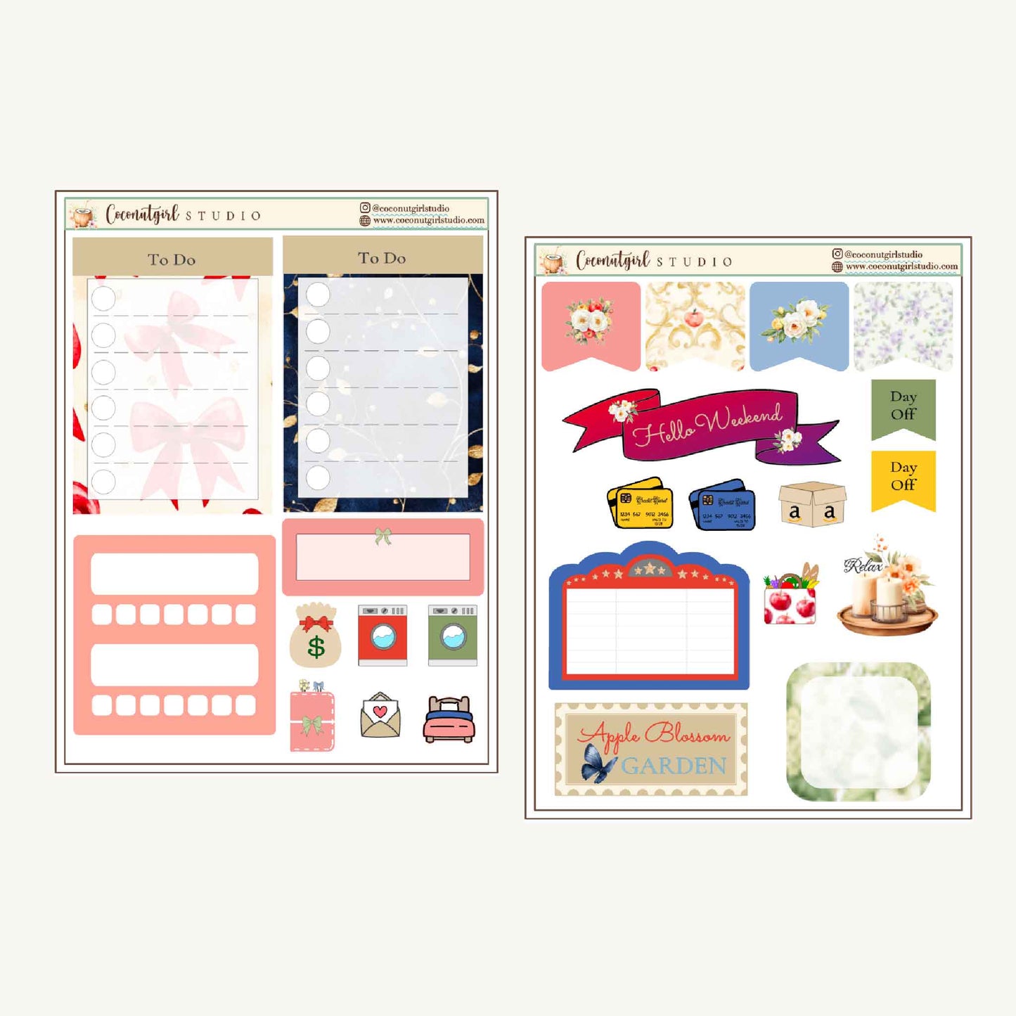 Two Dollar Tuesday Planner Stickers | Decorative Stickers, Functional Planner Stickers| Apple Blossom Garden