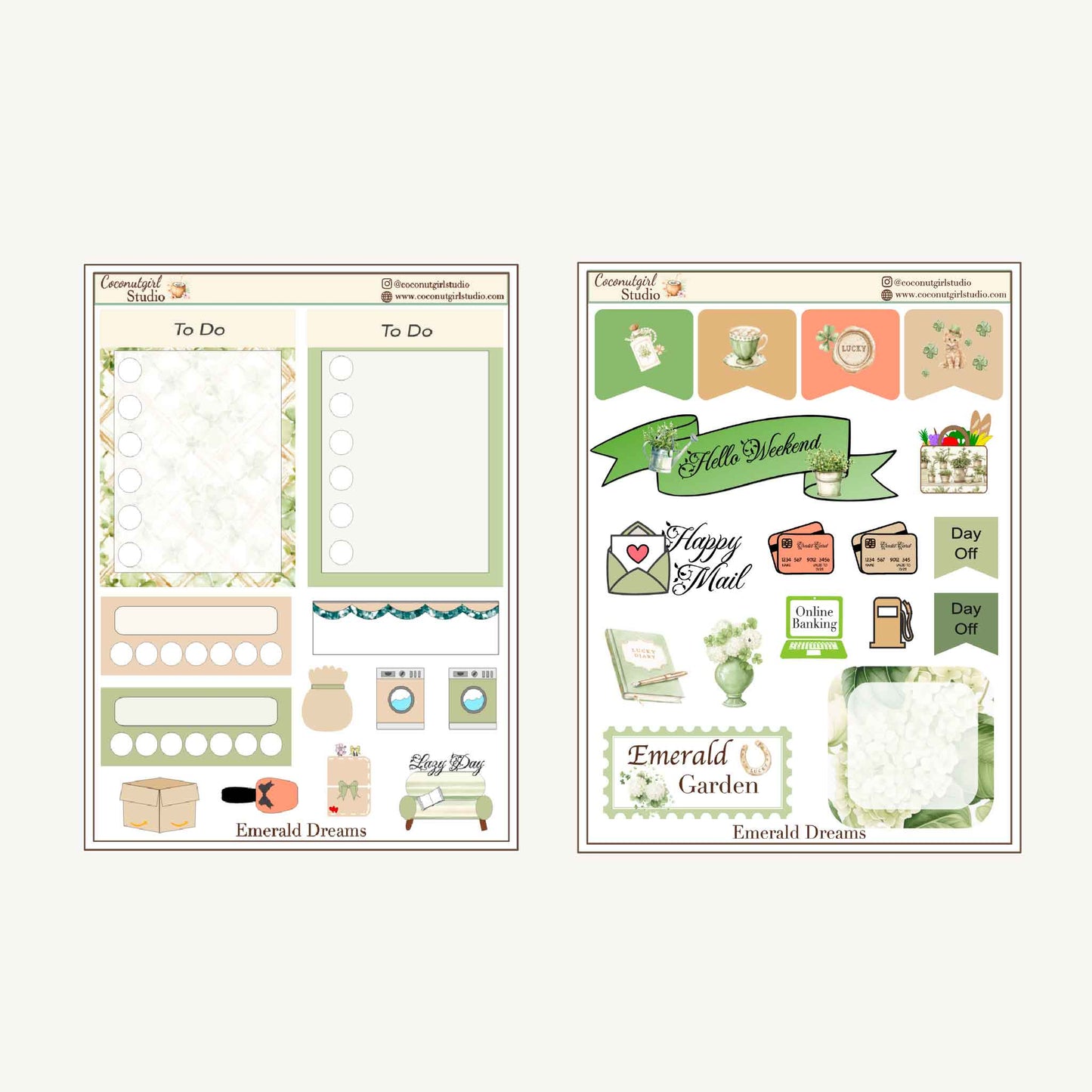 Two Dollar Tuesday Planner Stickers | Decorative Stickers, Functional Planner Stickers | Limited Time $2 Deal | Emerald Garden