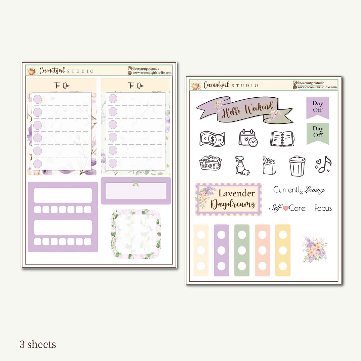Two Dollar Tuesday Planner Stickers | Decorative Stickers, Functional Planner Stickers| Lavender Dreams