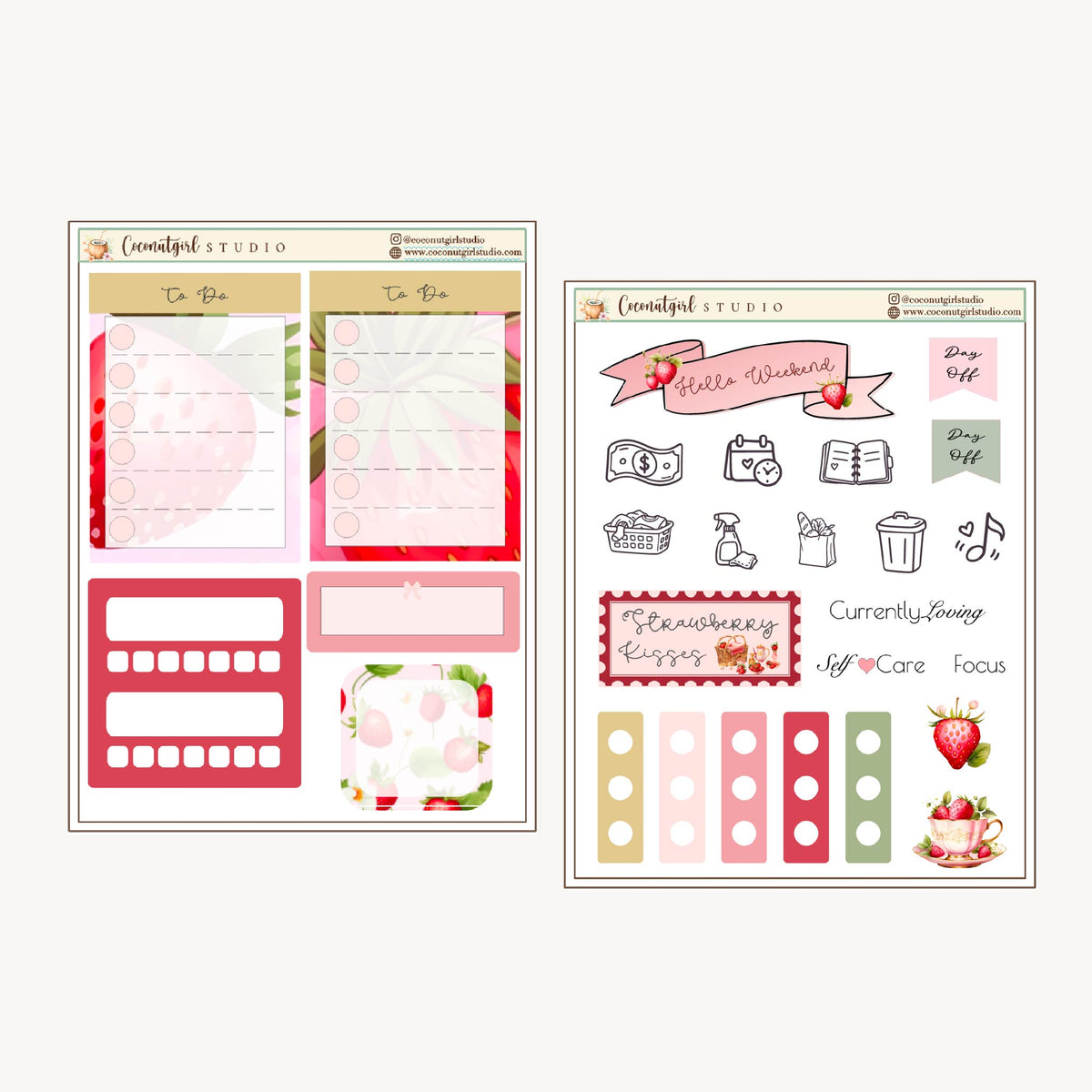 Two Dollar Tuesday Planner Stickers | Decorative Stickers, Functional Planner Stickers| Strawberry Kisses