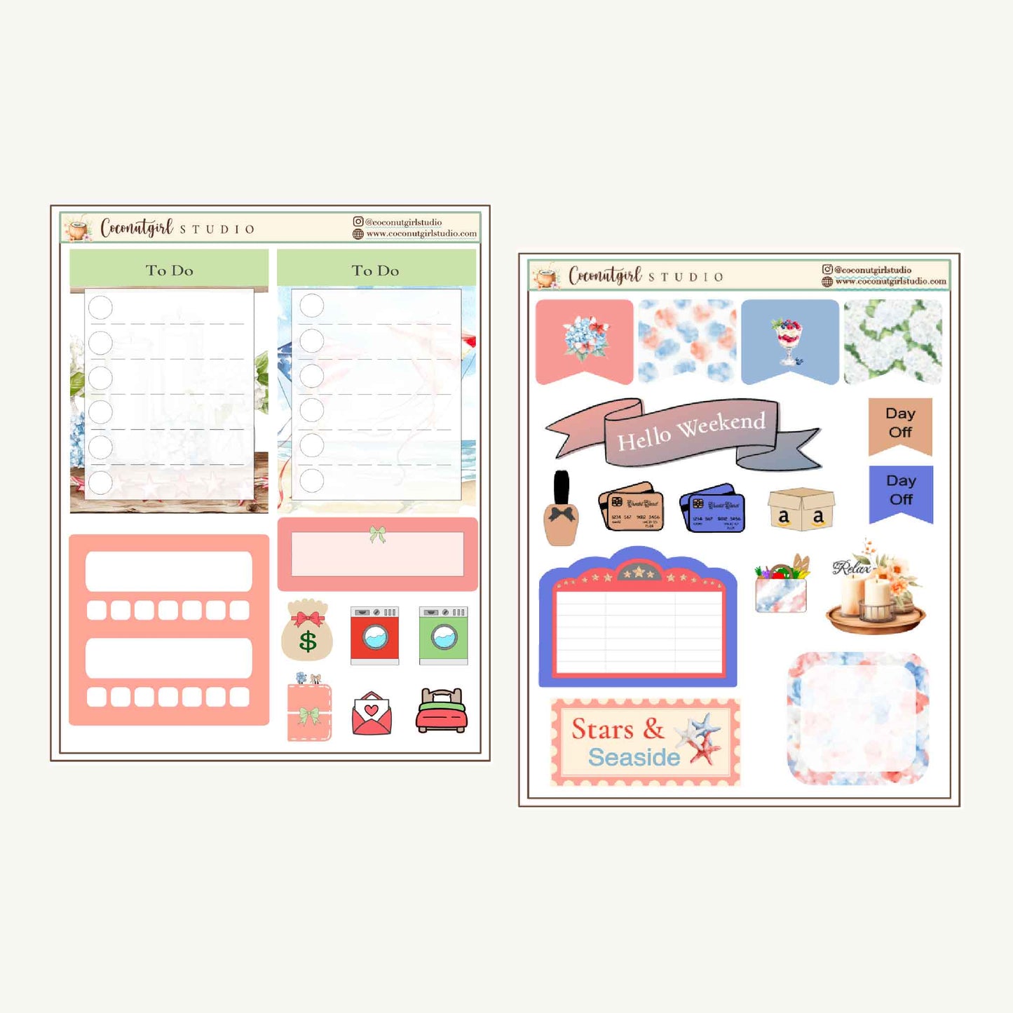 Two Dollar Tuesday Planner Stickers | Decorative Stickers, Functional Planner Stickers| Stars & Seaside