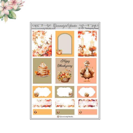 Two Dollar Tuesday Thanksgiving Boxes planner stickers