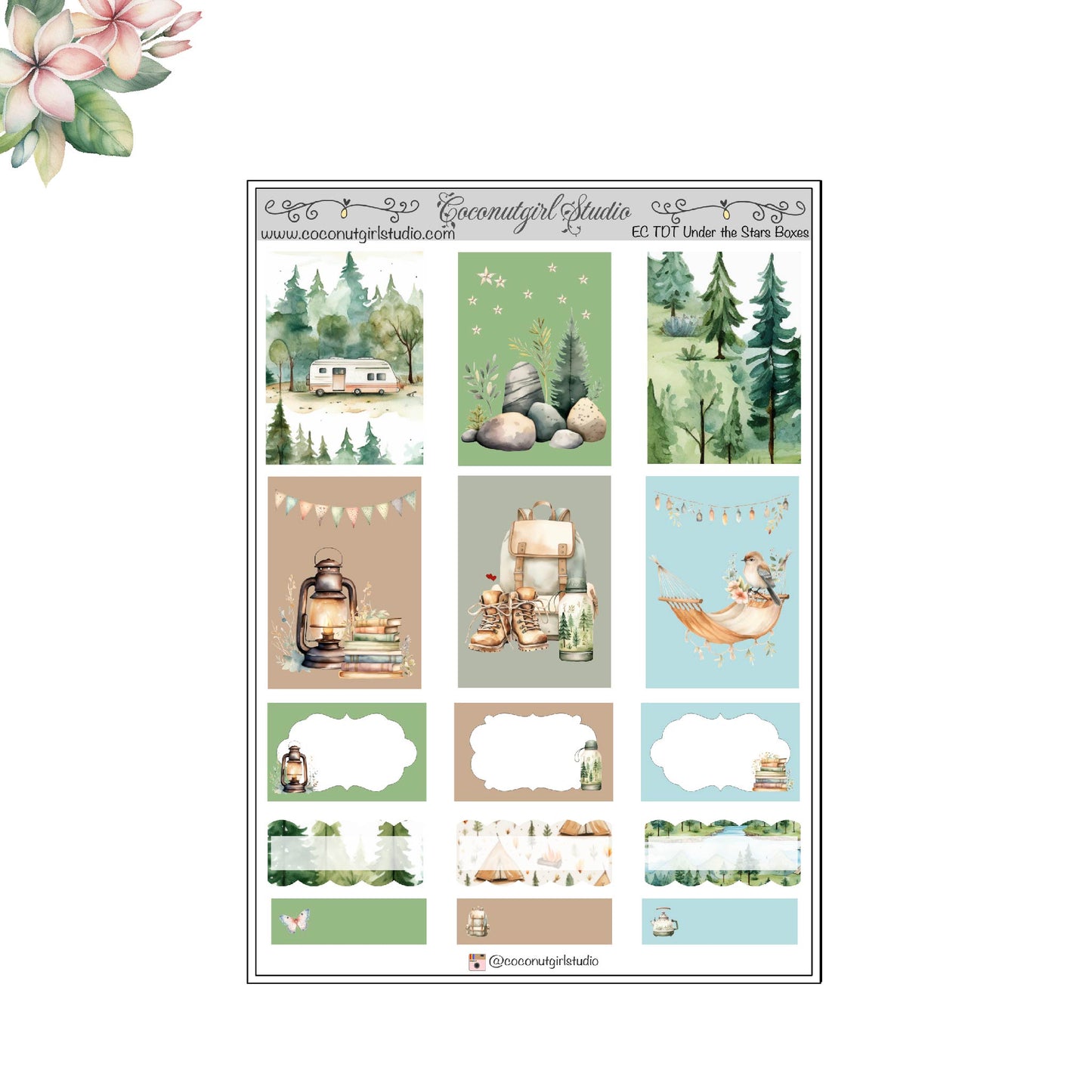 Two Dollar Tuesday Under the Stars Decorative Full Boxes planner stickers