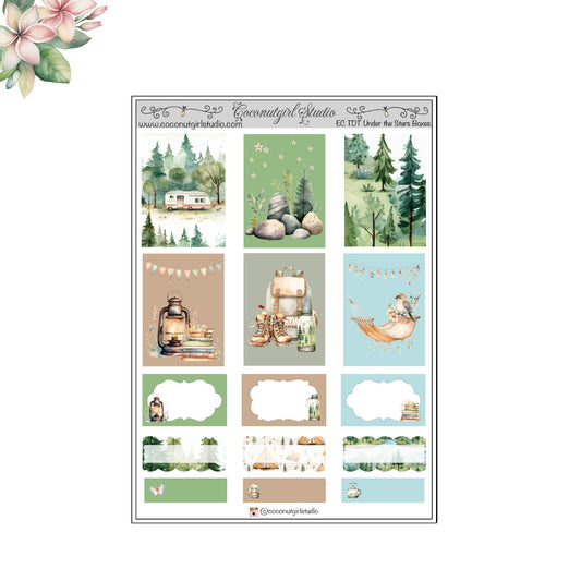 Two Dollar Tuesday Under the Stars Decorative Full Boxes planner stickers