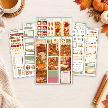 Thanksgiving Weekly Planner Sticker Kit | Cozy Autumn