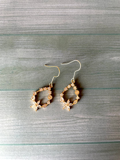 Brass Teardrop Dangle Earrings with Cubic Zirconia – Chic Boho Drops