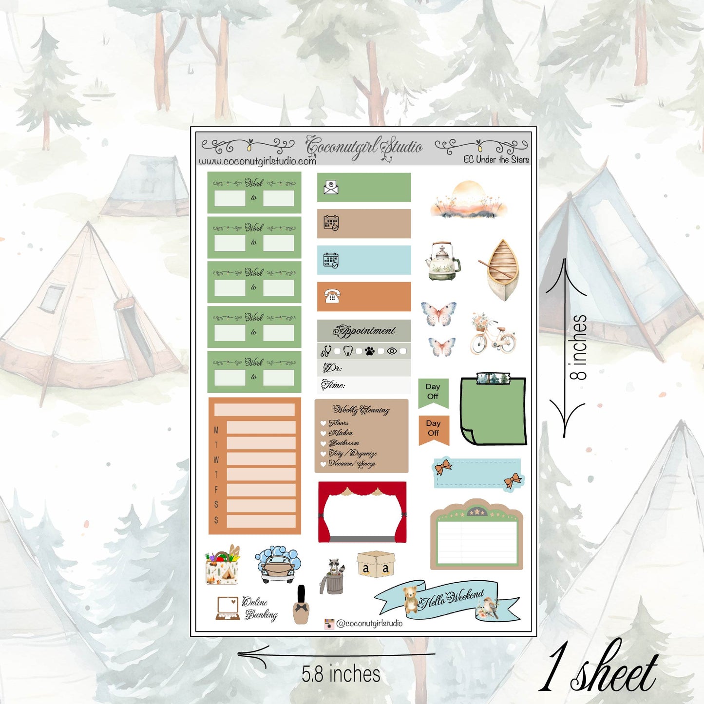 Under the Stars Weekly Kit planner stickers