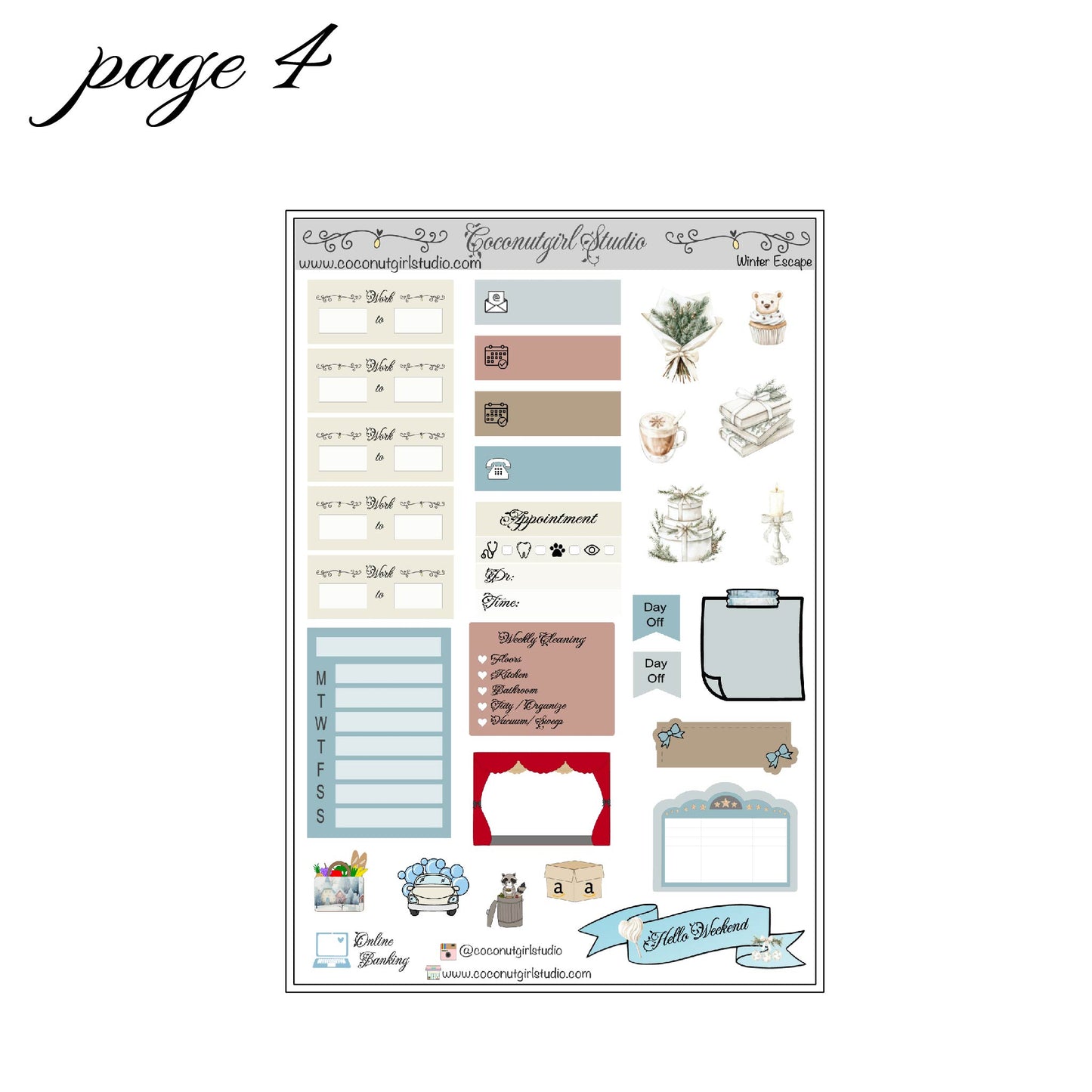 Watercolor Winter Weekly Planner Sticker Kit | Cozy Seasonal Planning Winter Escape