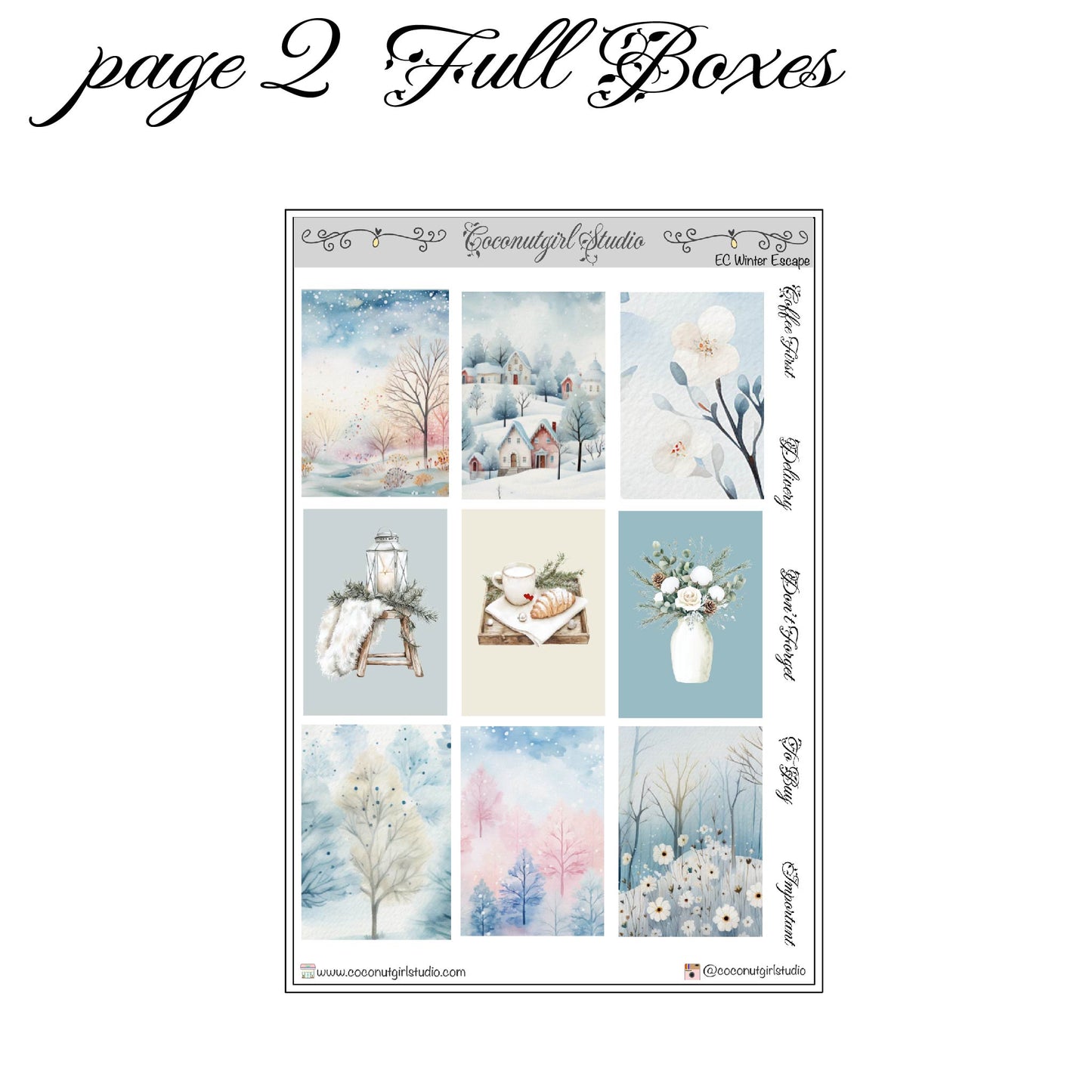 Watercolor Winter Weekly Planner Sticker Kit | Cozy Seasonal Planning Winter Escape