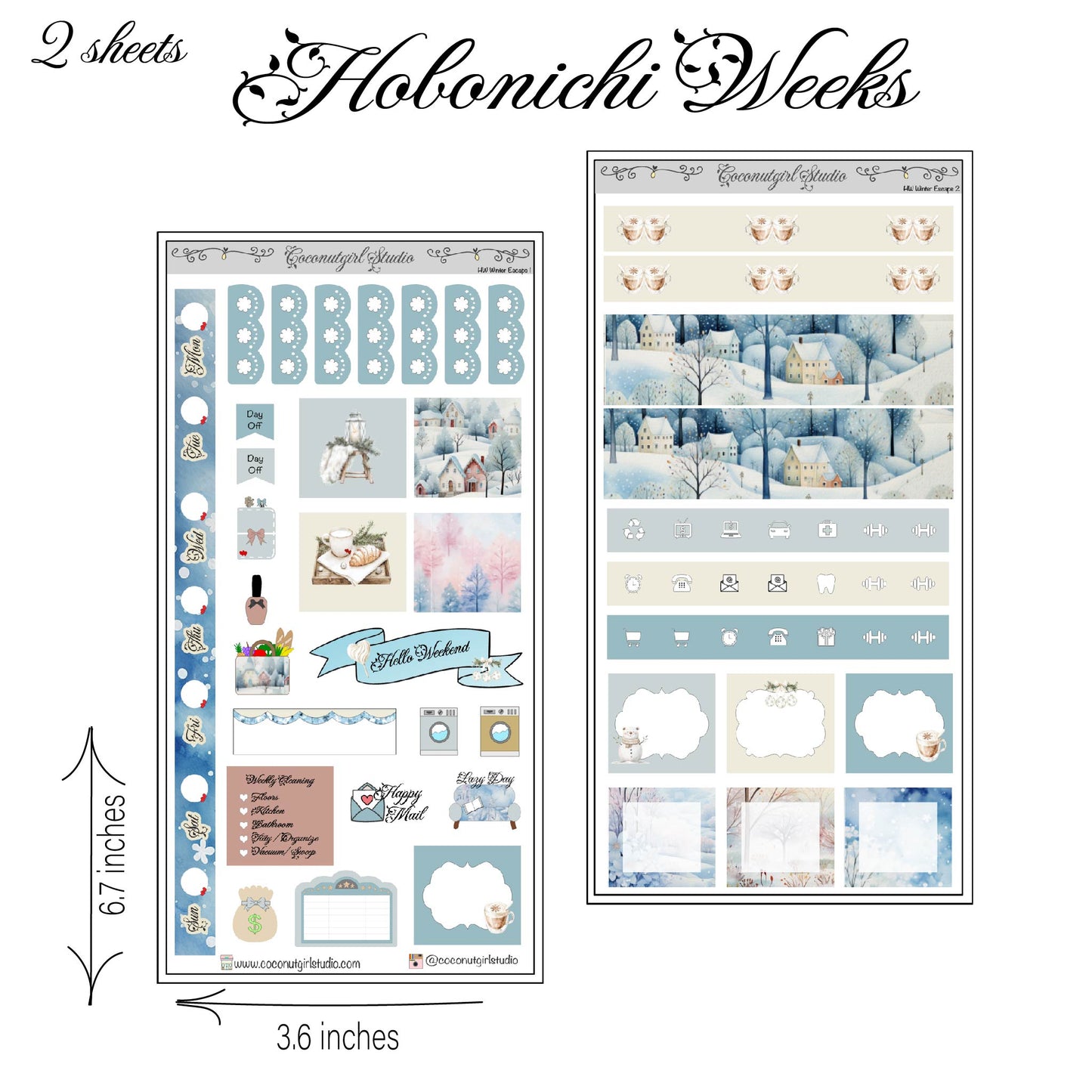 Watercolor Winter Weekly Planner Sticker Kit | Cozy Seasonal Planning Winter Escape
