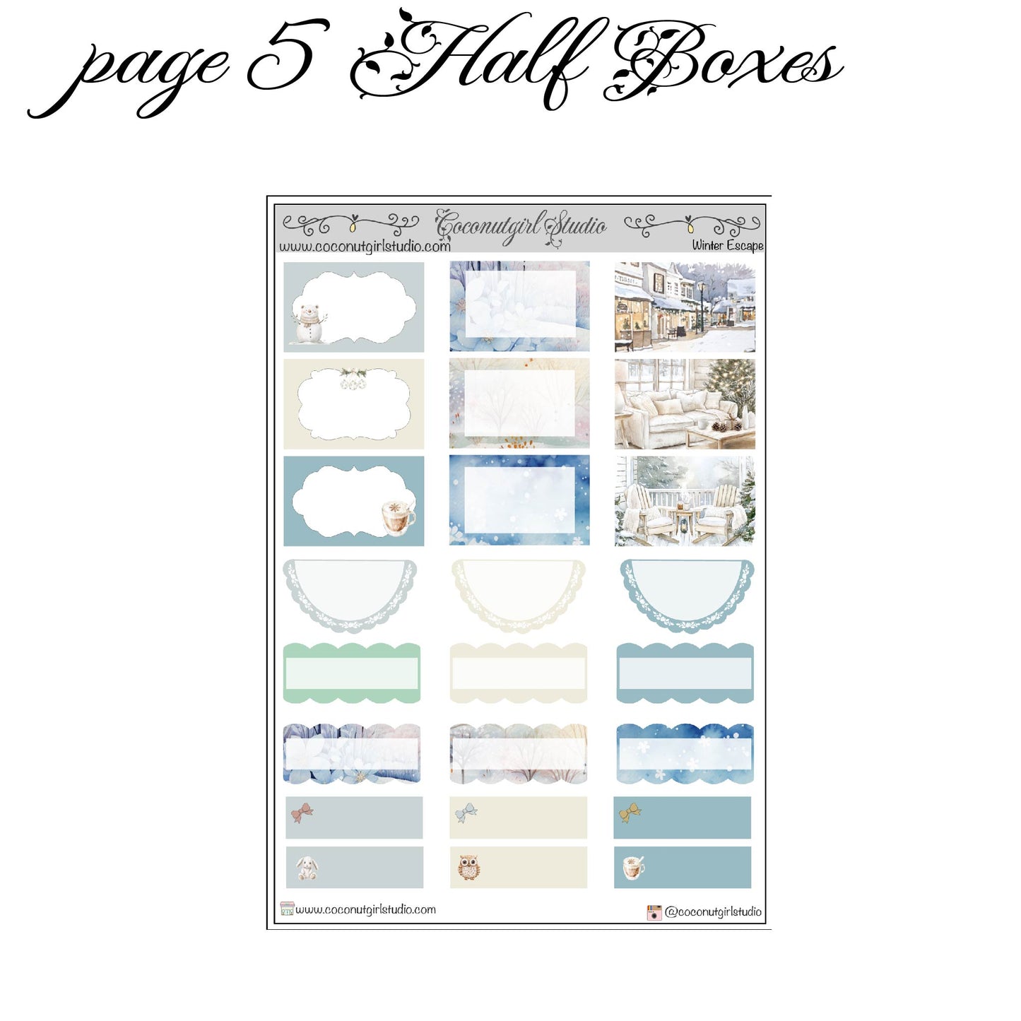 Watercolor Winter Weekly Planner Sticker Kit | Cozy Seasonal Planning Winter Escape