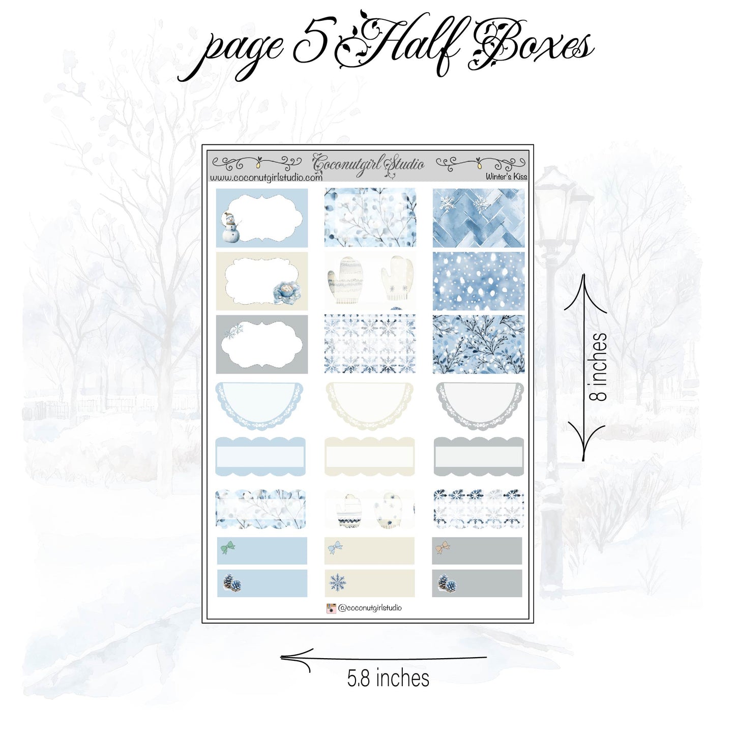 Winter's Kiss Weekly Kit planner stickers
