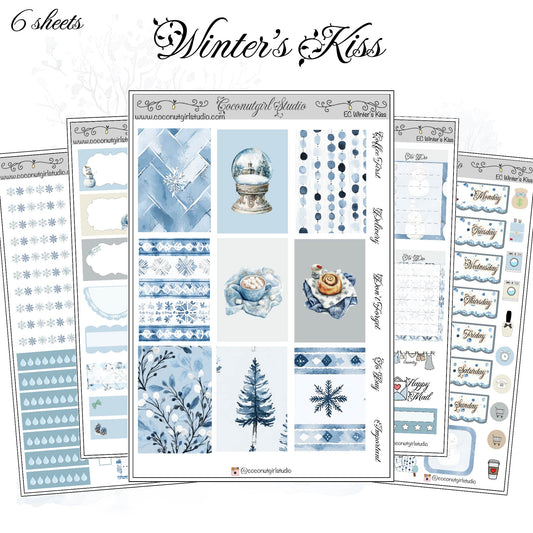Winter's Kiss Weekly Kit planner stickers