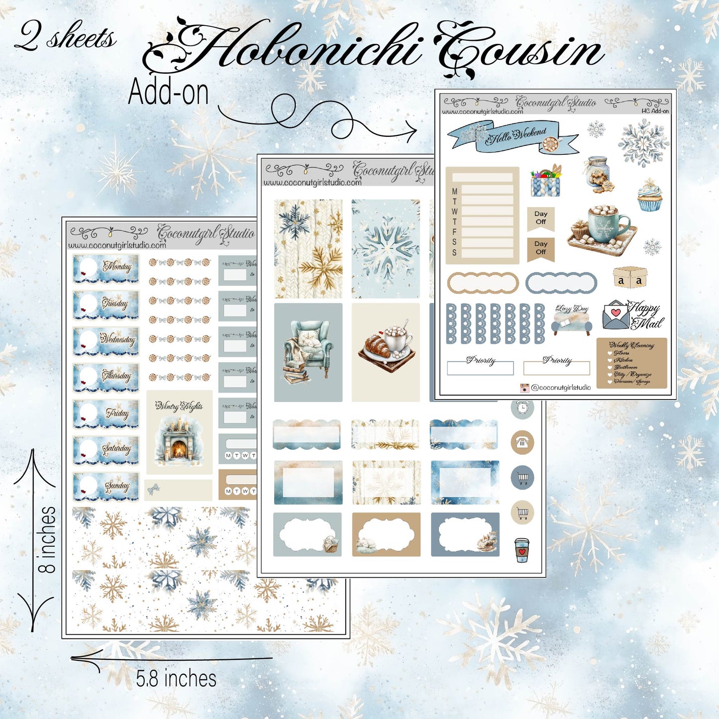 Cozy Winter Weekly Kit Planner Stickers | Winter Vibes Planning Decor Wintry Nights