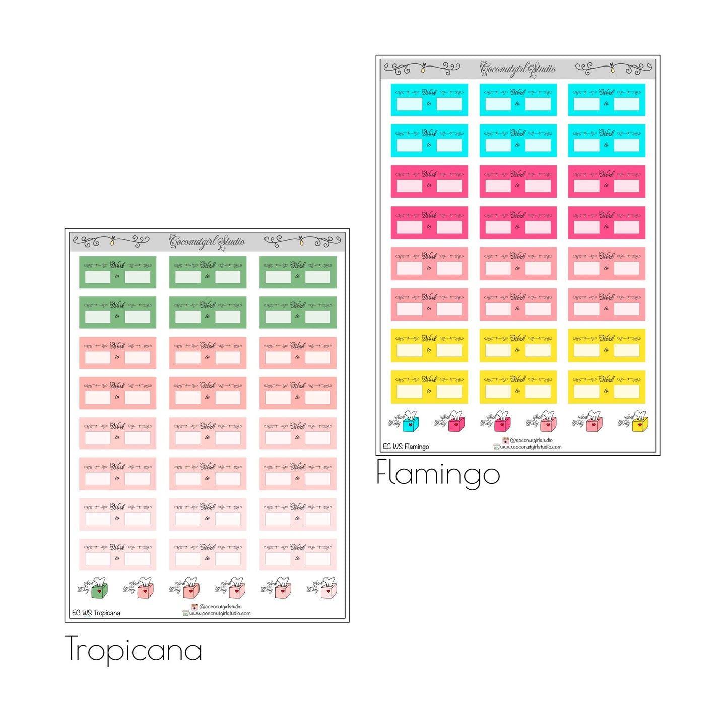 Work Schedule Planner Stickers