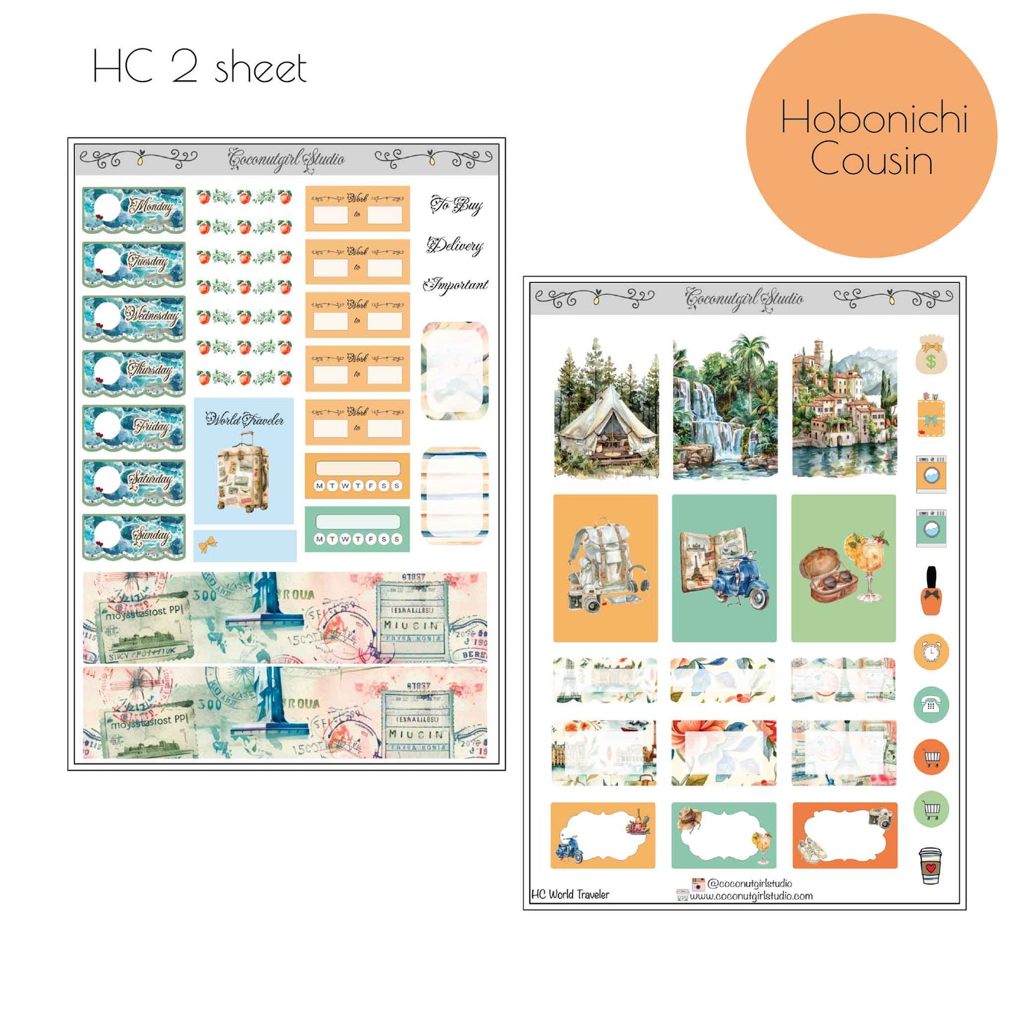 World Traveler Sticker Kit – Travel Planner Weekly Kit